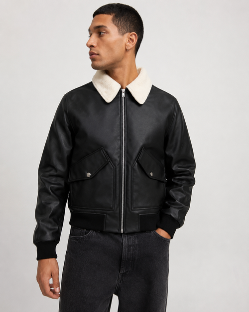 Jacket - sherpa biker jacket