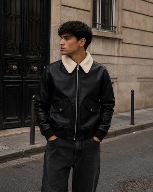 Jacket - sherpa biker jacket