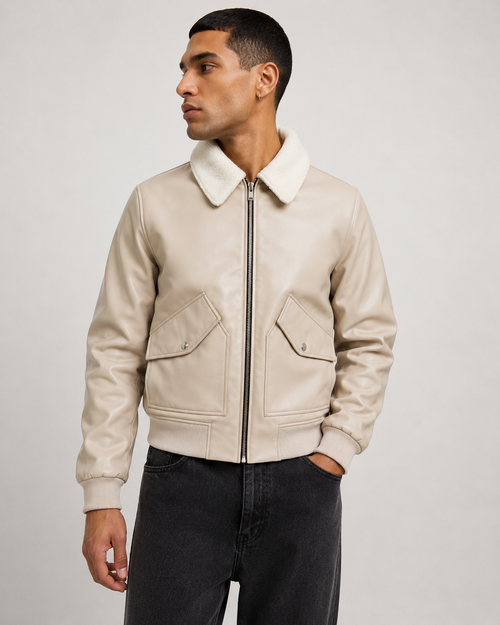 Jacket - sherpa biker jacket
