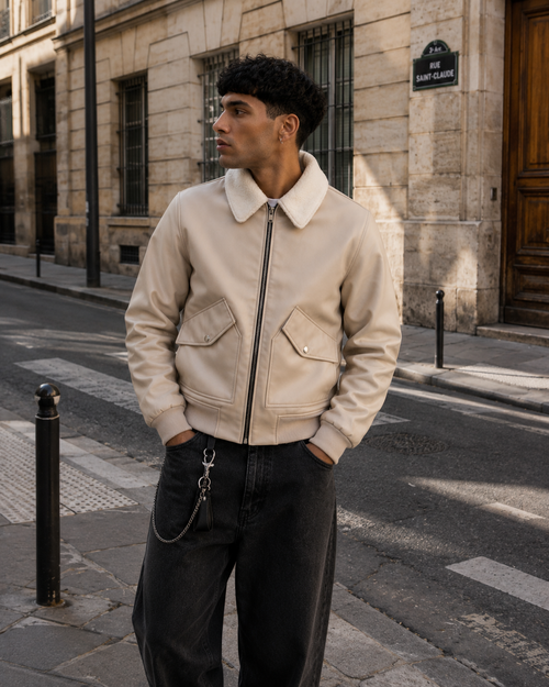 Jacket - sherpa biker jacket