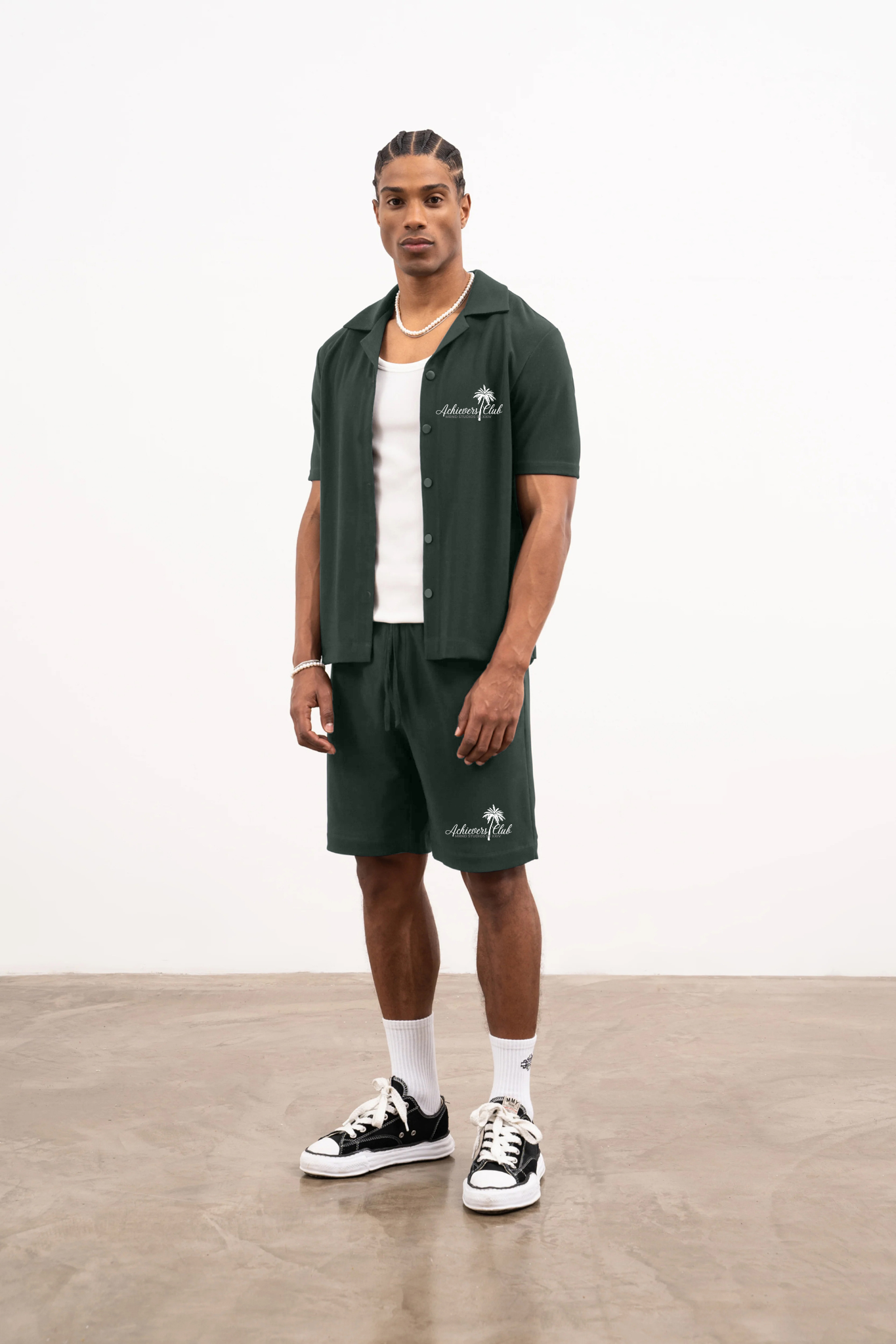 Ensemble chemise & shorts "AC" (2 pièces) Vert militaire