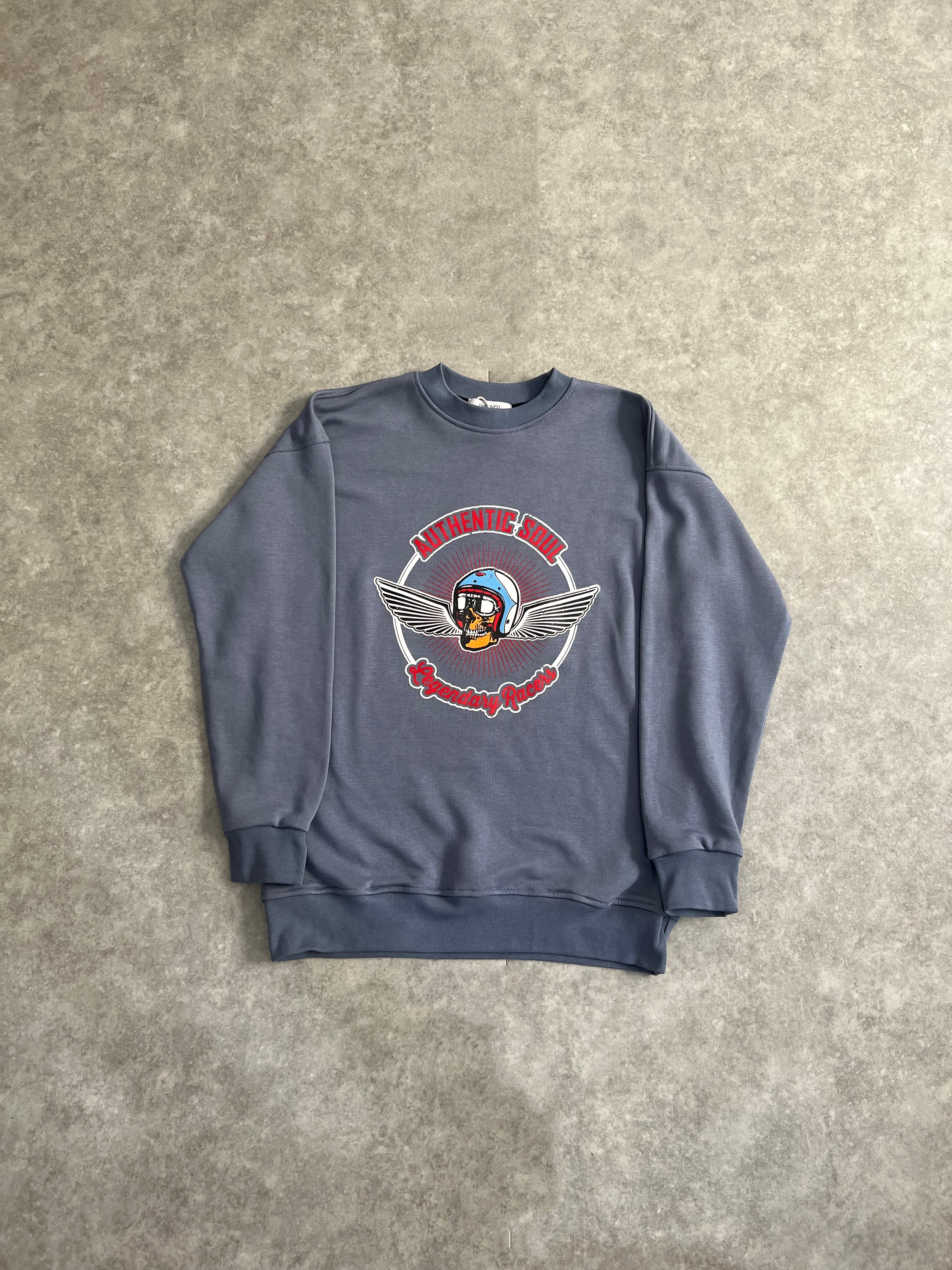 Sweatshirt - SKULL - Petrol grey