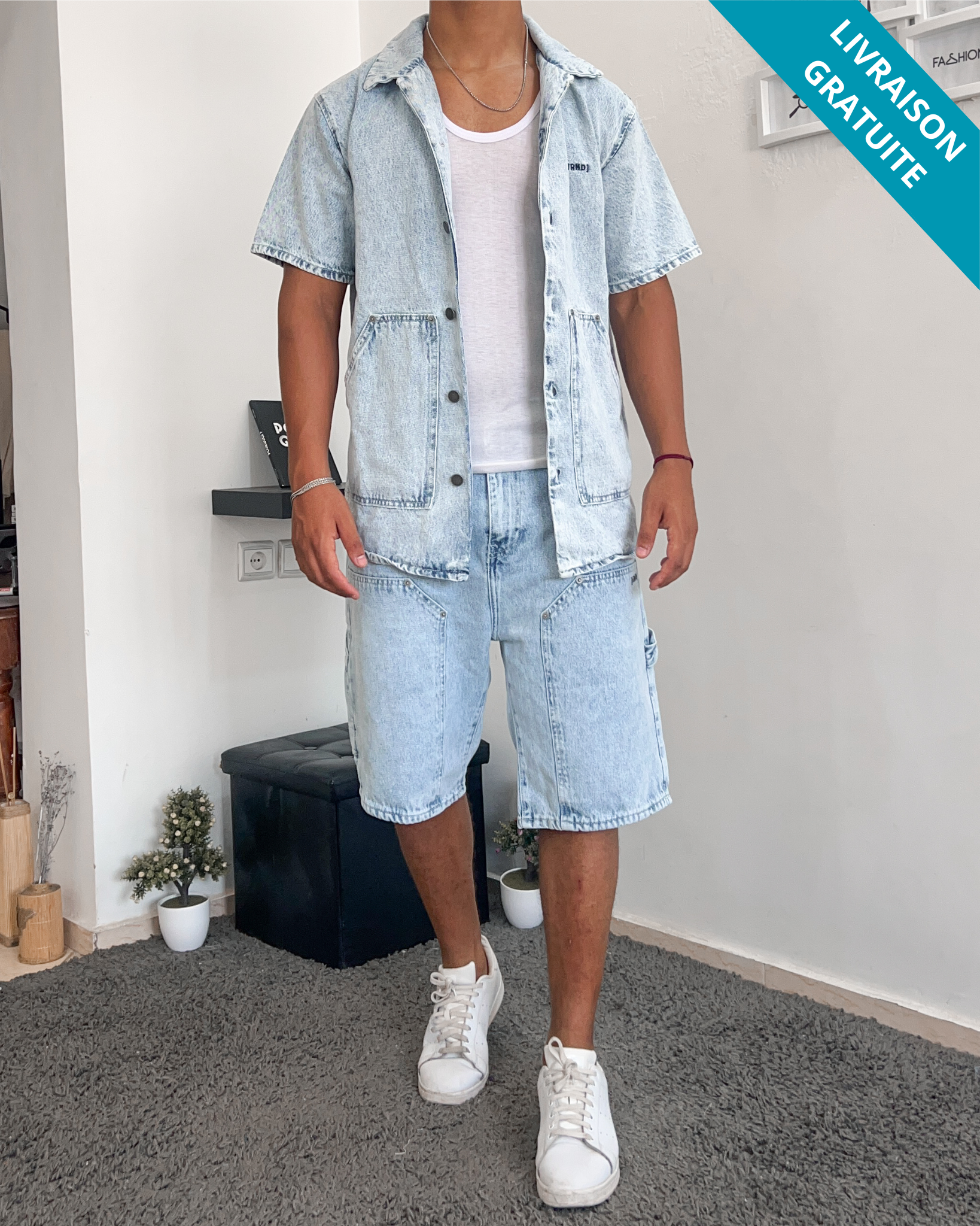 Ensemble Chemise & Jorts en Denim - (Bleach)