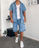 Ensemble Chemise & Jorts en Denim - Foncé