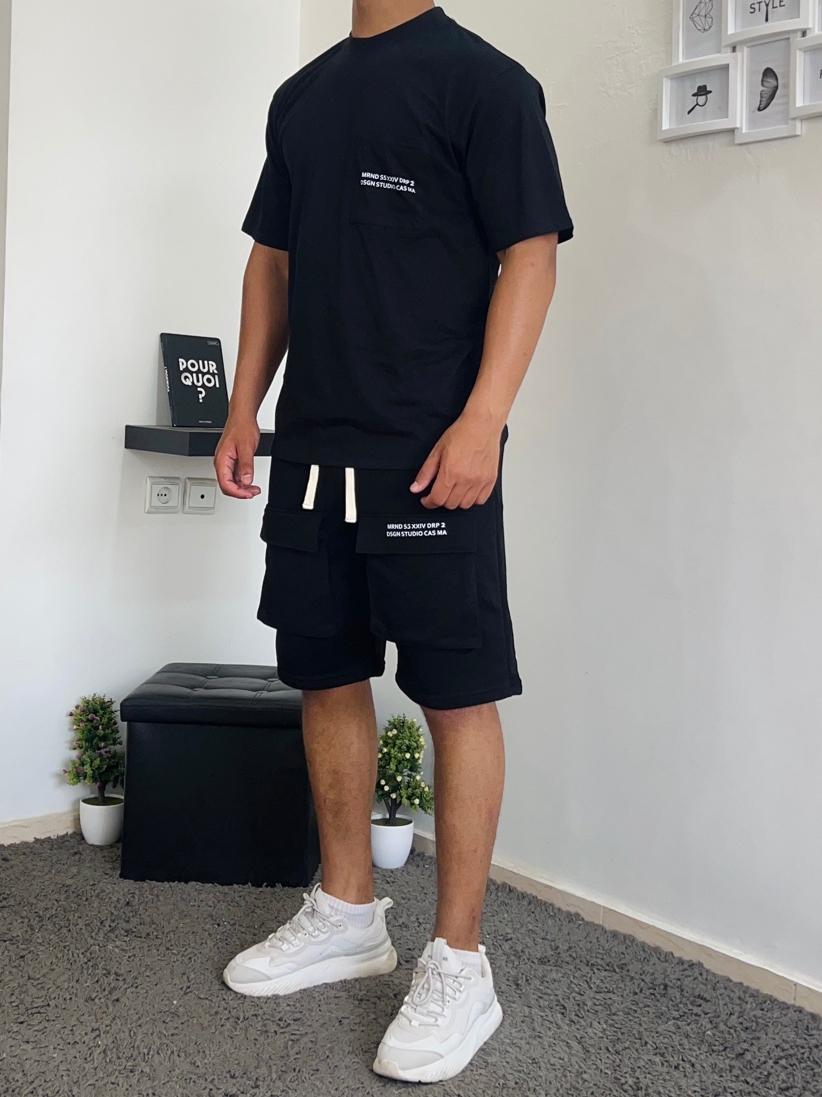 Front pocket short set - Noir