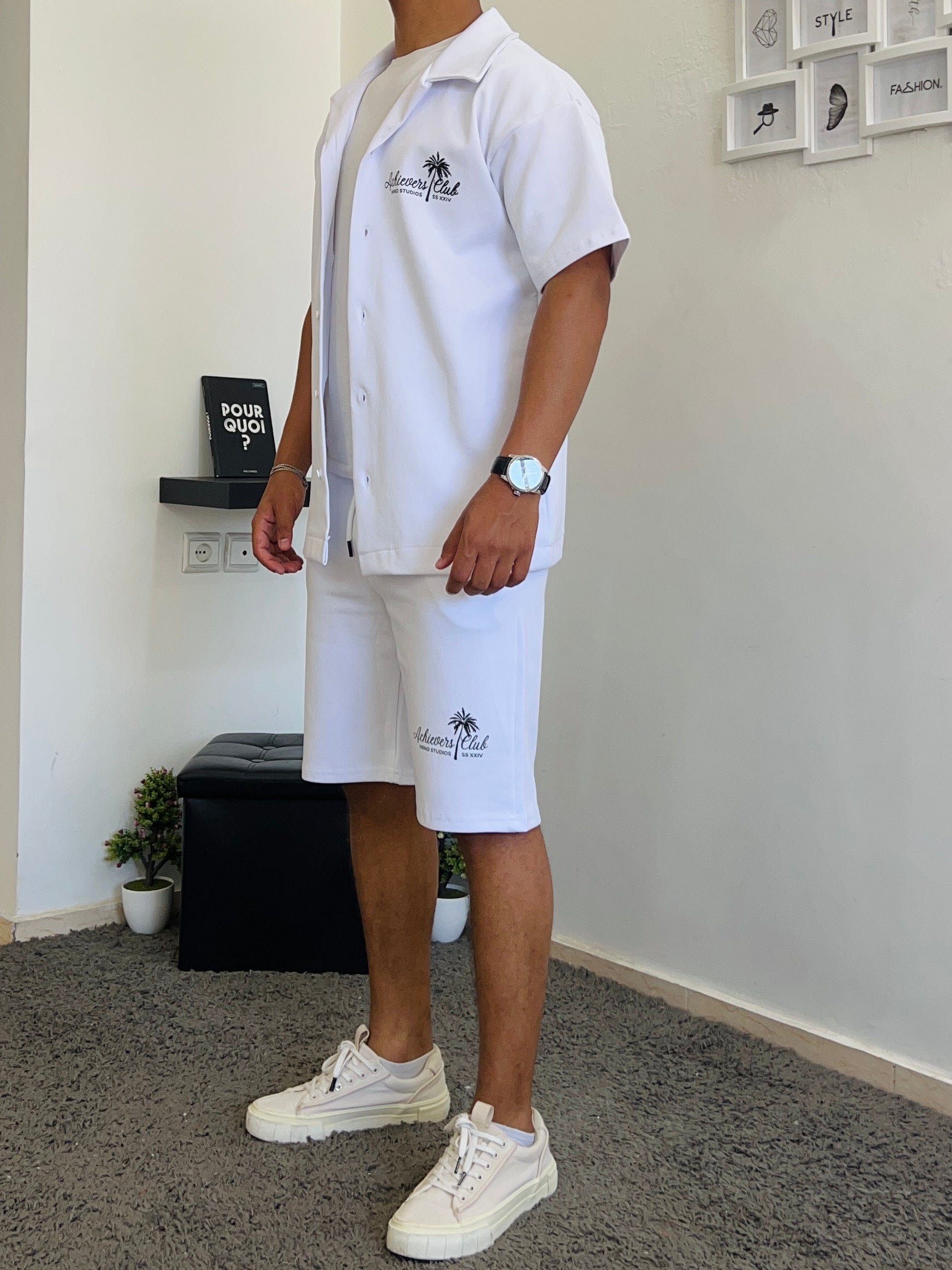 Ensemble chemise & shorts "AC" (2 pièces) Blanc