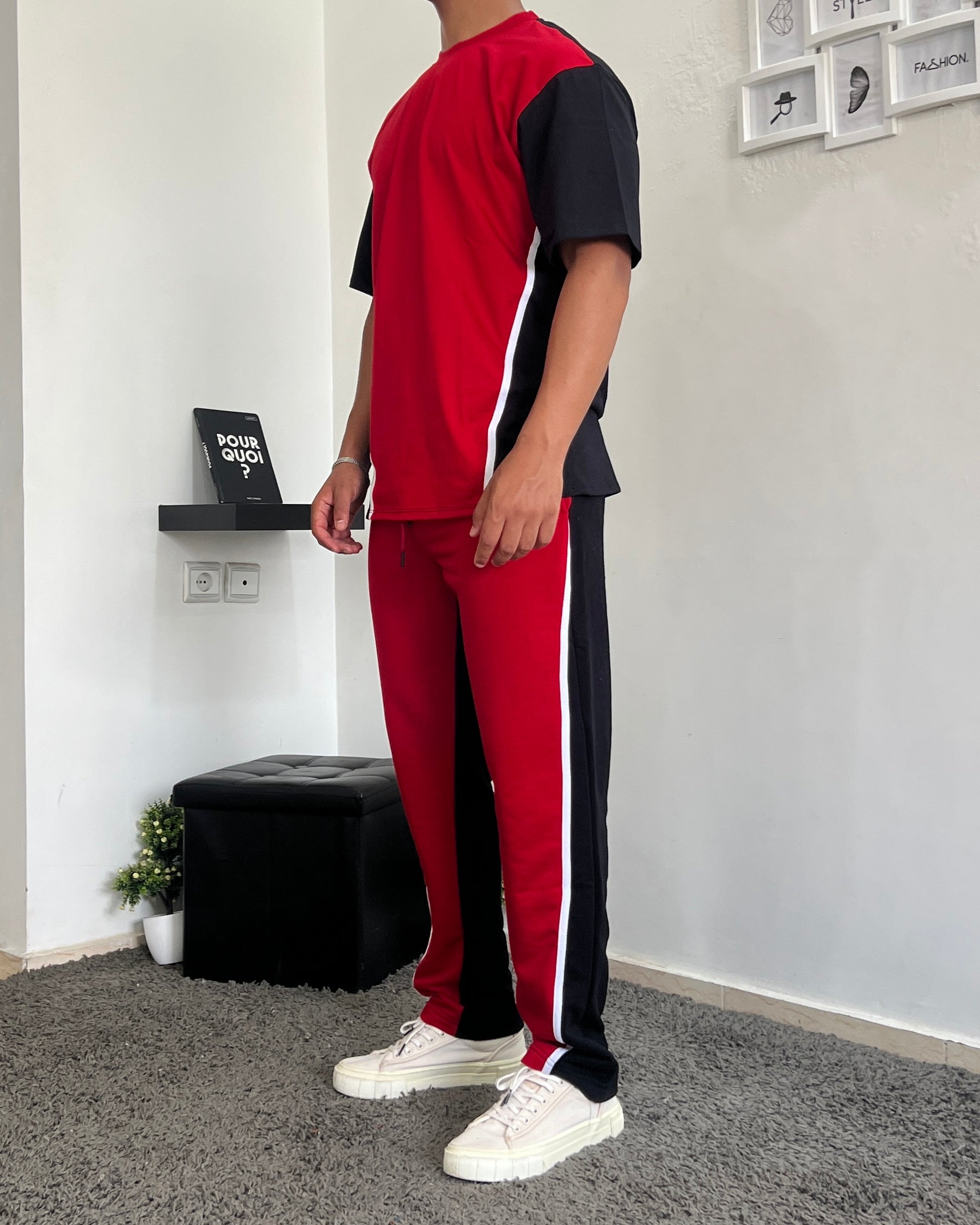 Ensemble jogging deux tons - Rouge/noir