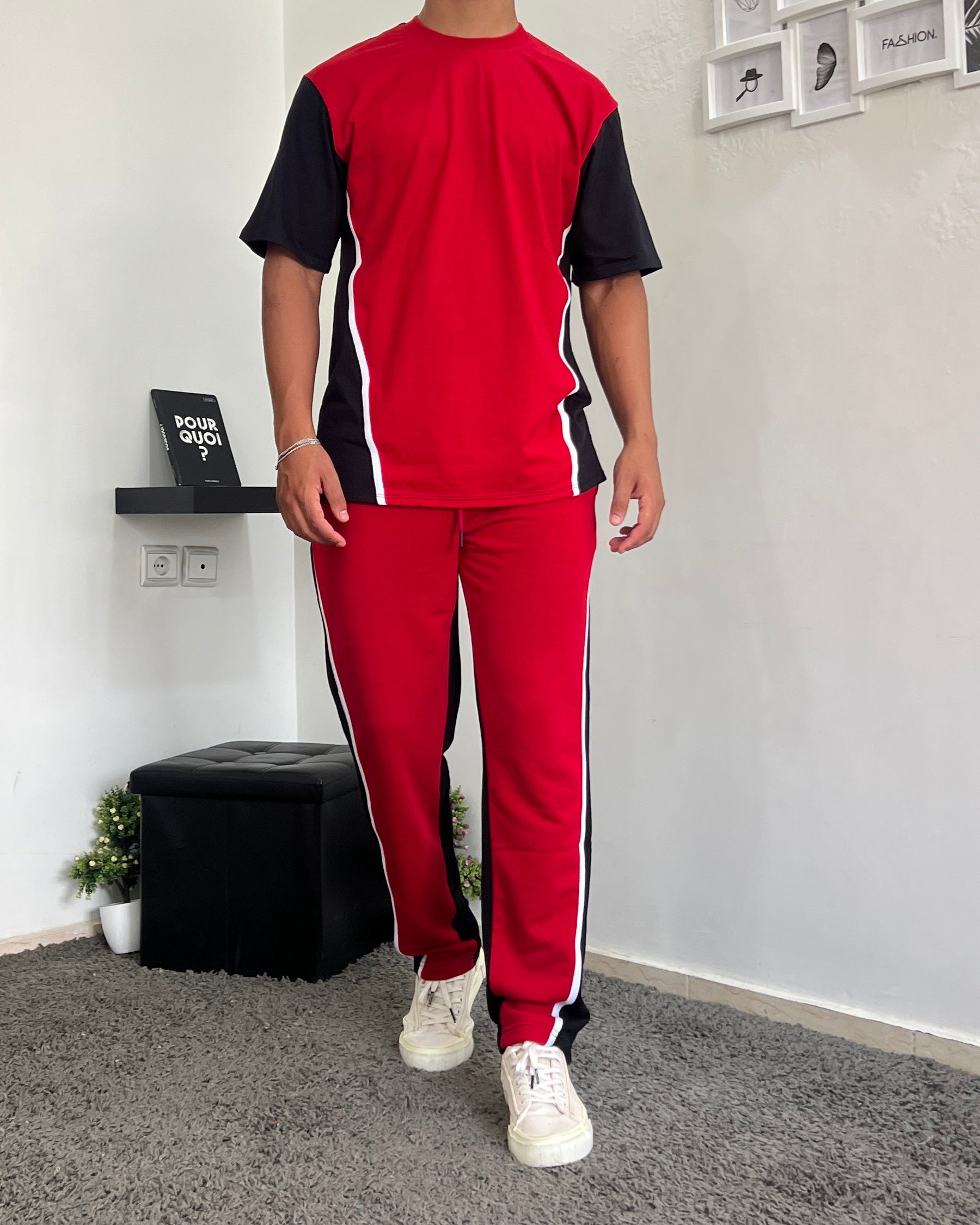 Ensemble jogging deux tons - Rouge/noir