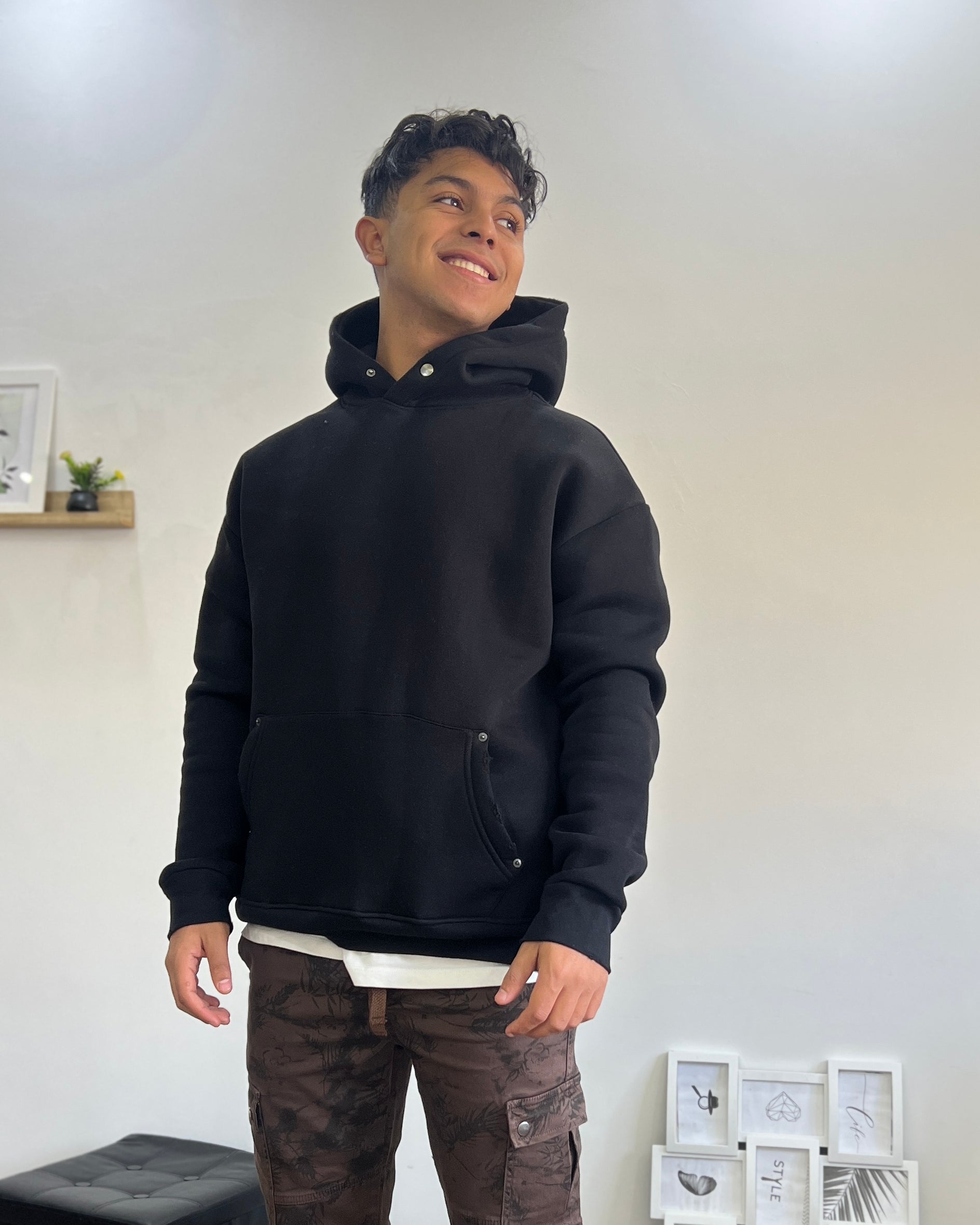 Hoodie - Distressed & Buttoned